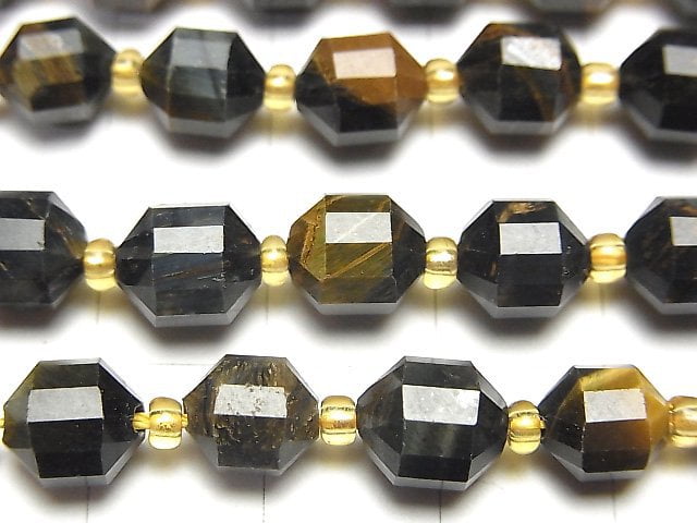 [Video] Mix Tiger's Eye AA++ Double Point Faceted Tube 8x7mm 1strand beads (aprx.14inch / 35cm)