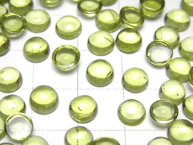 [Video]High Quality Peridot AAA- Round Cabochon 6x6mm 3pcs