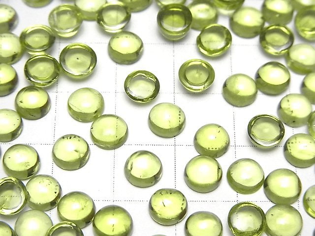 [Video]High Quality Peridot AAA- Round Cabochon 6x6mm 3pcs