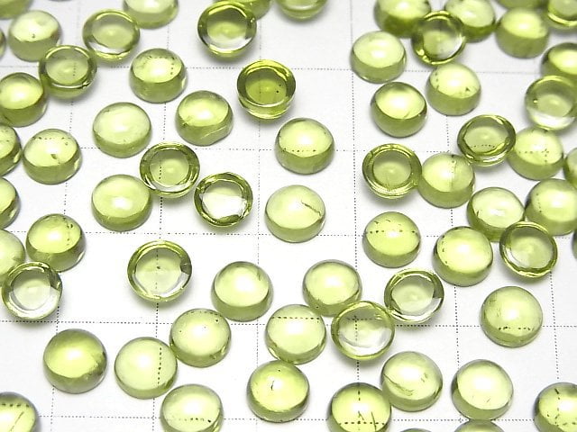 [Video]High Quality Peridot AAA- Round Cabochon 6x6mm 3pcs