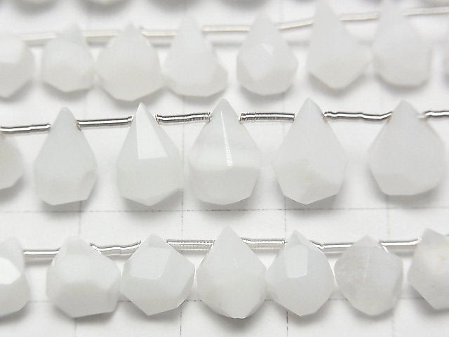 [Video] White Opal Rough Drop Faceted Briolette 1strand beads (aprx.6inch / 16cm)