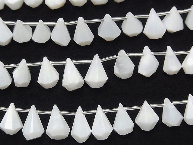 [Video] White Opal Rough Drop Faceted Briolette 1strand beads (aprx.6inch / 16cm)