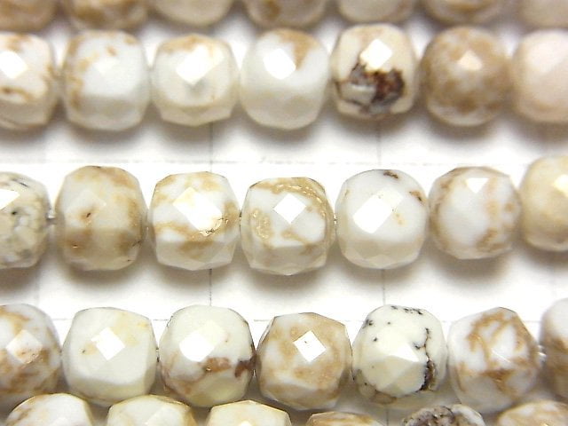 [Video] High Quality! Magnesite Cube Shape 5x5x5mm 1strand beads (aprx.15inch / 37cm)