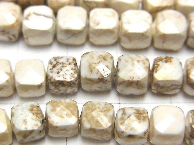 [Video] High Quality! Magnesite Cube Shape 6x6x6mm 1strand beads (aprx.15inch / 36cm)