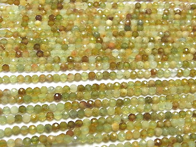 [Video] High Quality! Grossular Garnet AA Faceted Round 3mm 1strand beads (aprx.15inch / 37cm)