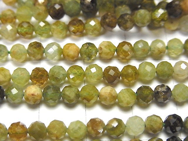 [Video] High Quality! Grossular Garnet AA Faceted Round 4mm 1strand beads (aprx.15inch / 36cm)