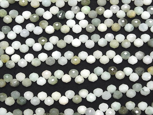 [Video] High Quality! Burma Jadeite AA Mixed Color Onion Faceted Briolette 6x6x6mm half or 1strand beads (aprx.15inch / 37cm)