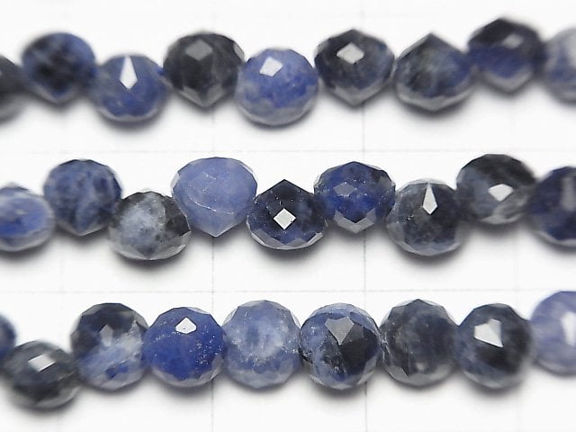 [Video] High Quality! Sodalite AA Onion Faceted Briolette 6x6x6mm half or 1strand beads (aprx.15inch / 37cm)