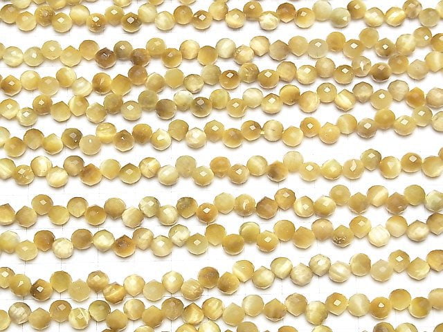 [Video] High Quality! Golden Tiger's Eye AA++ Onion Faceted Briolette 6x6x6mm half or 1strand beads (aprx.15inch / 38cm)