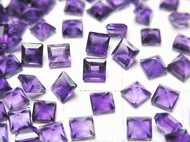 [Video] High Quality Amethyst AAA- Loose stone Square Faceted 4x4mm 5pcs