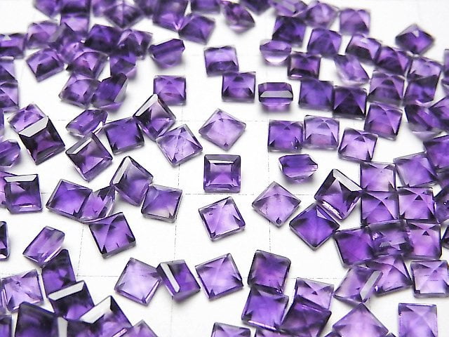 [Video] High Quality Amethyst AAA- Loose stone Square Faceted 4x4mm 5pcs