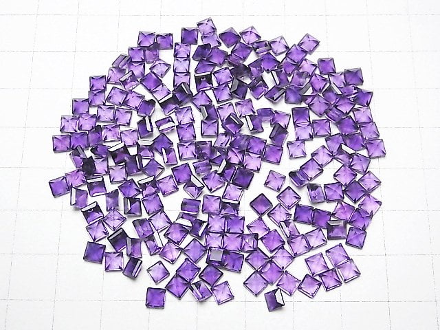 [Video] High Quality Amethyst AAA- Loose Stone Square Faceted 4x4mm 5pcs