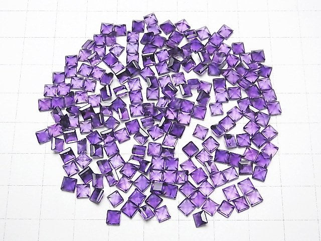 [Video] High Quality Amethyst AAA- Loose stone Square Faceted 4x4mm 5pcs
