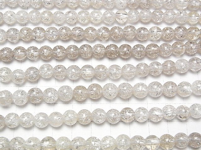 [Video] Crack Smoky Quartz Round 8mm [2mm hole] Light color half or 1strand beads (aprx.15inch / 36cm)