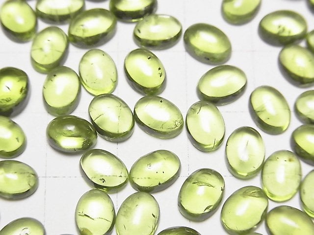 [Video] High Quality Peridot AAA- Oval Cabochon 8x6mm 3pcs