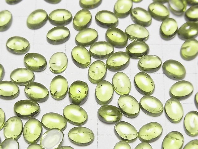 [Video] High Quality Peridot AAA- Oval Cabochon 8x6mm 3pcs