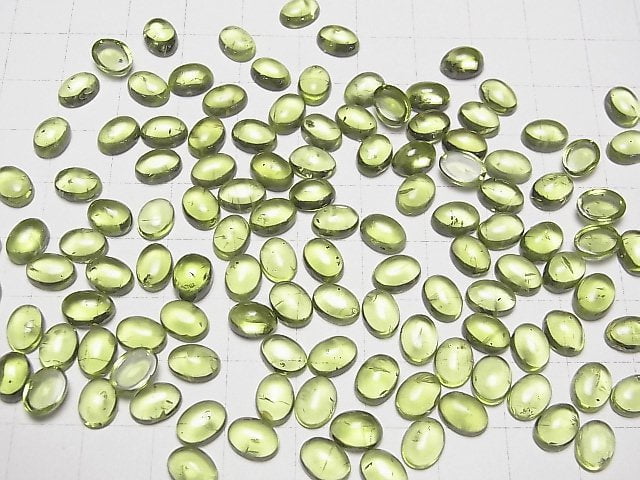 [Video] High Quality Peridot AAA- Oval Cabochon 8x6mm 3pcs