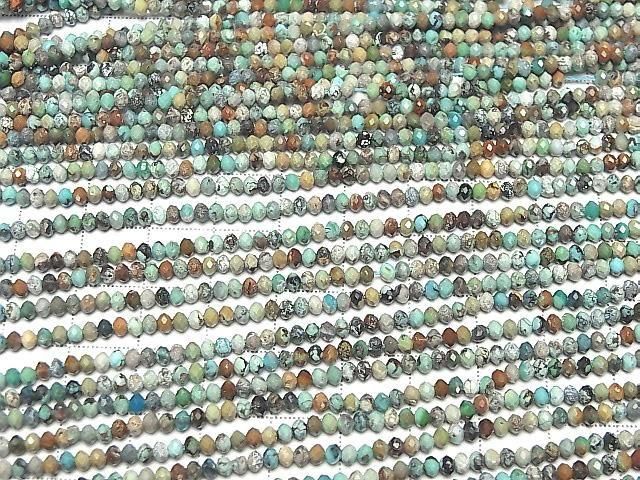 [Video]High Quality! Turquoise AA Faceted Button Rondelle 3x3x2mm 1strand beads (aprx.15inch/37cm)