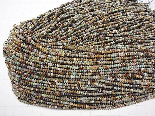 [Video] High Quality! Turquoise AA Faceted Button Roundel 3x3x2mm 1strand beads (aprx.15inch / 37cm)