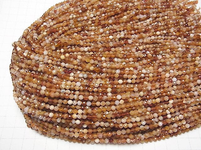 [Video] High Quality! Brandy Opal Faceted Round 4mm 1strand beads (aprx.15inch / 37cm)