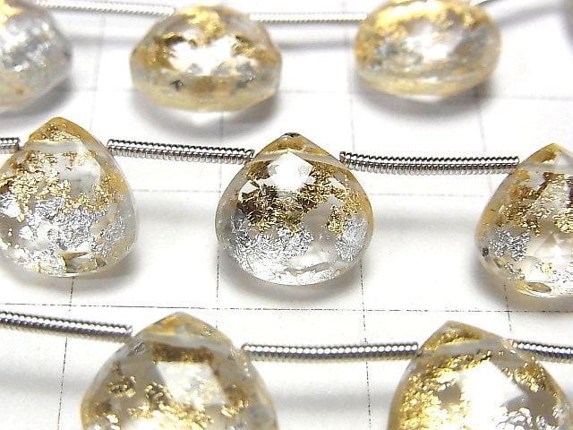 [Video] Doublet Crystal AAA Chestnut Faceted Briolette Gold & Silver 1strand beads (aprx.7inch/18cm)