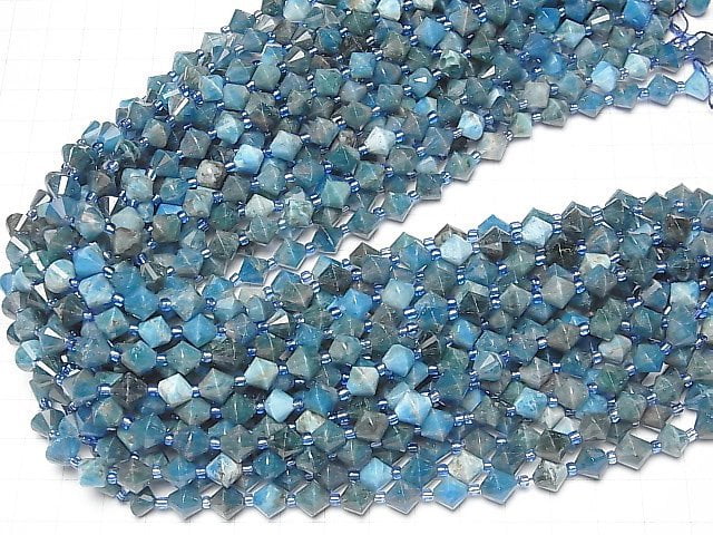 [Video] High Quality! Blue Apatite AA+ Abacus Cut 8x8x8mm half or 1strand beads (aprx.15inch / 36cm)