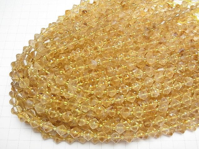 [Video] High Quality! Bi-color Citrine AA Roundel 8x8x8mm half or 1strand beads (aprx.14inch/35cm)