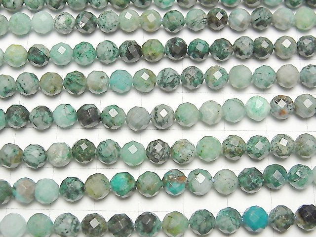 [Video] High Quality! Chrysocolla Inquartz Faceted Round 6mm 1strand beads (aprx.15inch / 37cm)