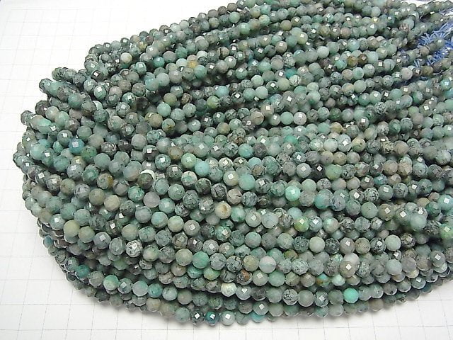 [Video] High Quality! Chrysocolla Inquartz Faceted Round 6mm 1strand beads (aprx.15inch / 37cm)