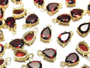 [Video] High Quality Mozambique Garnet AAA- Bezel Setting Pear shape Faceted 8x6mm 18KGP 2pcs