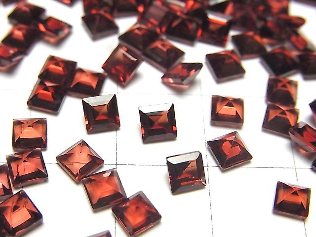 [Video] High Quality Mozambique Garnet AAA Loose stone Square Faceted 4x4mm 5pcs