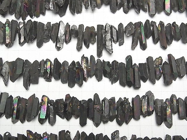 [Video] Crystal Natural Point Cut Silver Black 1strand beads (aprx.15inch / 37cm)