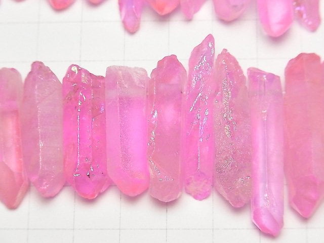 [Video] Crystal Natural Point Cut AB Coating Pink 1strand beads (aprx.15inch / 37cm)