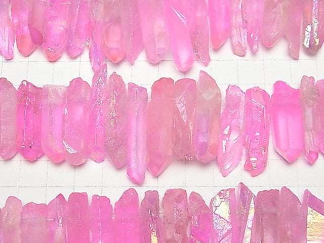 [Video] Crystal Natural Point Cut AB Coating Pink 1strand beads (aprx.15inch / 37cm)