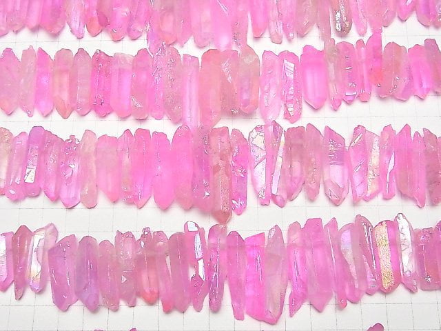 [Video] Crystal Natural Point Cut AB Coating Pink 1strand beads (aprx.15inch / 37cm)