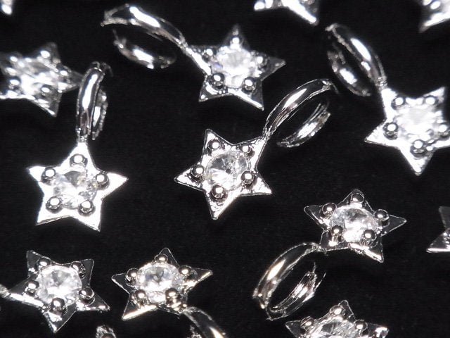 [Video] Metal parts Star motif charm 10x6mm Silver color (with CZ) 2pcs