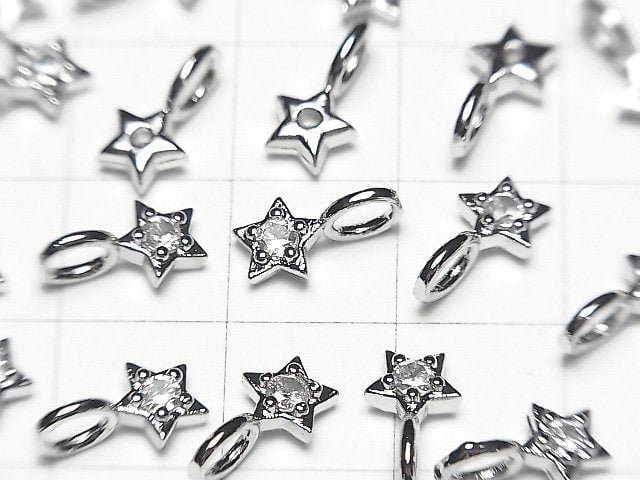 [Video] Metal parts Star motif charm 10x6mm Silver color (with CZ) 2pcs