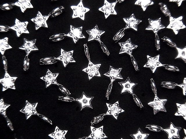 [Video] Metal parts Star motif charm 10x6mm Silver color (with CZ) 2pcs