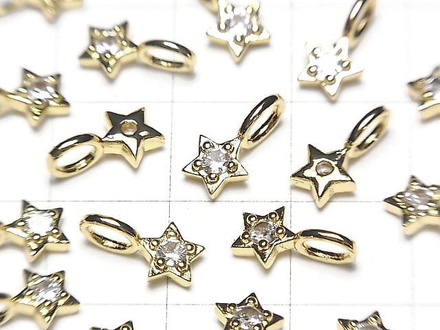 [Video] Metal parts Star motif charm 10x6mm Gold color (with CZ) 2pcs