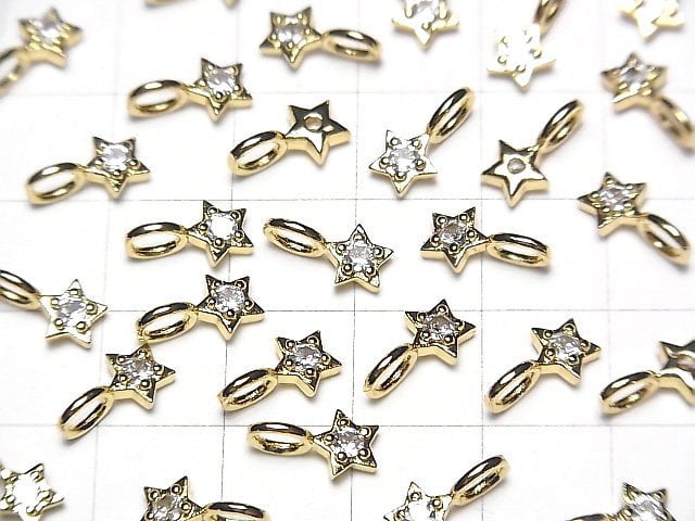 [Video] Metal parts Star motif charm 10x6mm Gold color (with CZ) 2pcs