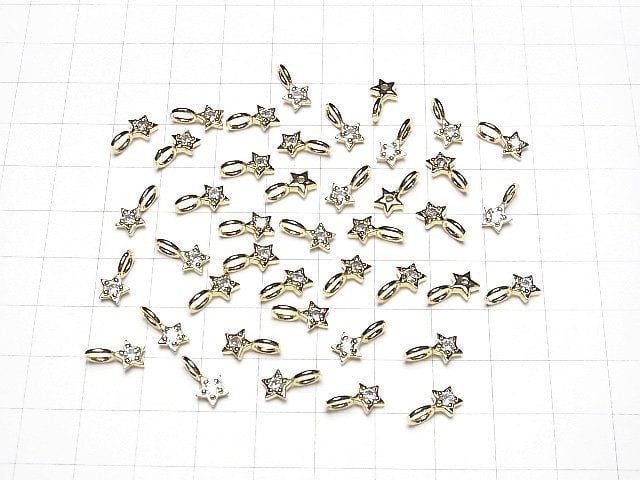 [Video] Metal parts Star motif charm 10x6mm Gold color (with CZ) 2pcs