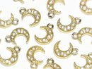 [Video] Metal parts Crescent moon motif charm 10x7mm Gold color (with CZ) 2pcs