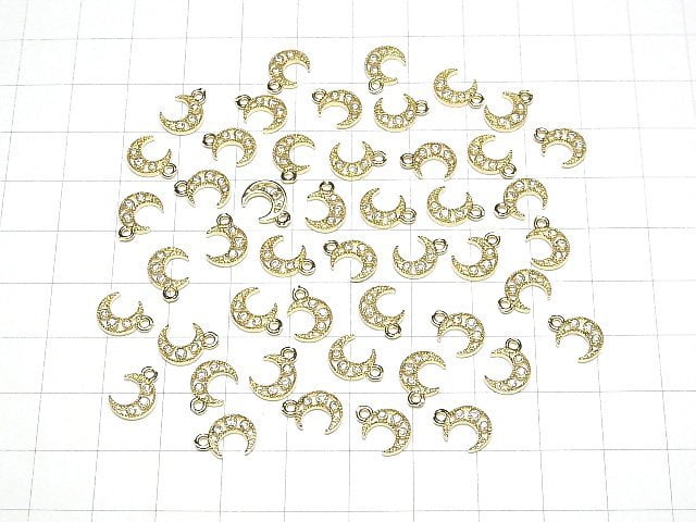 [Video] Metal parts Crescent moon motif charm 10x7mm Gold color (with CZ) 2pcs