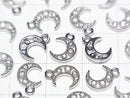 [Video] Metal parts Crescent moon motif charm 10x7mm Silver color (with CZ) 2pcs