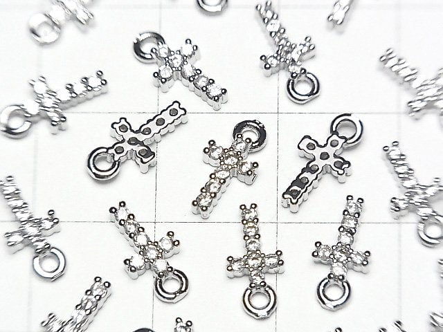 [Video] Metal parts 10x5mm Cross silver color (with CZ) 2pcs