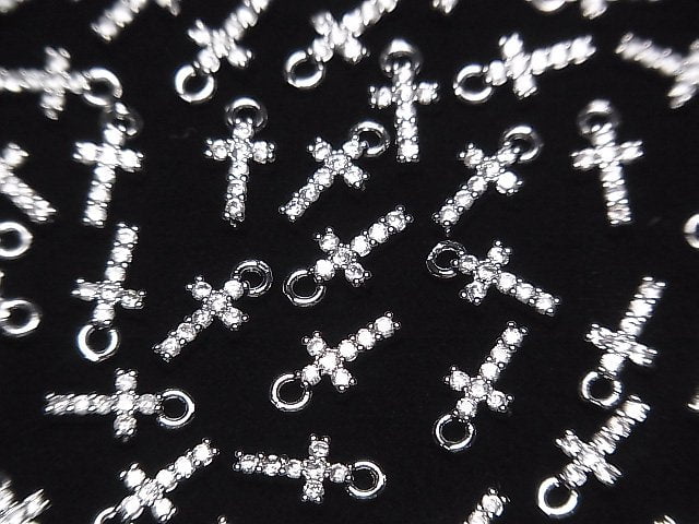 [Video] Metal parts 10x5mm Cross silver color (with CZ) 2pcs