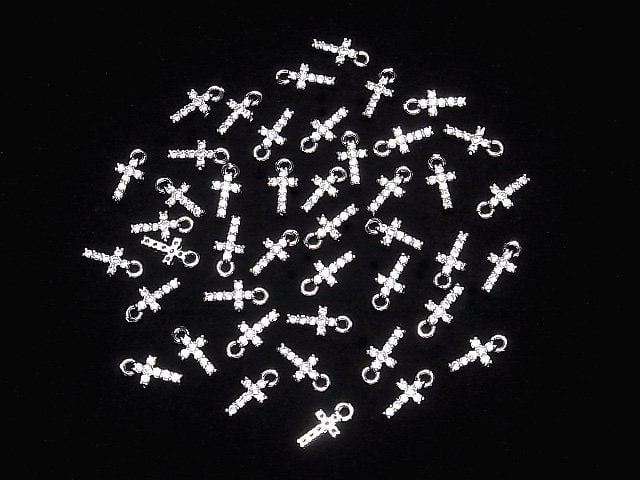 [Video] Metal parts 10x5mm Cross silver color (with CZ) 2pcs