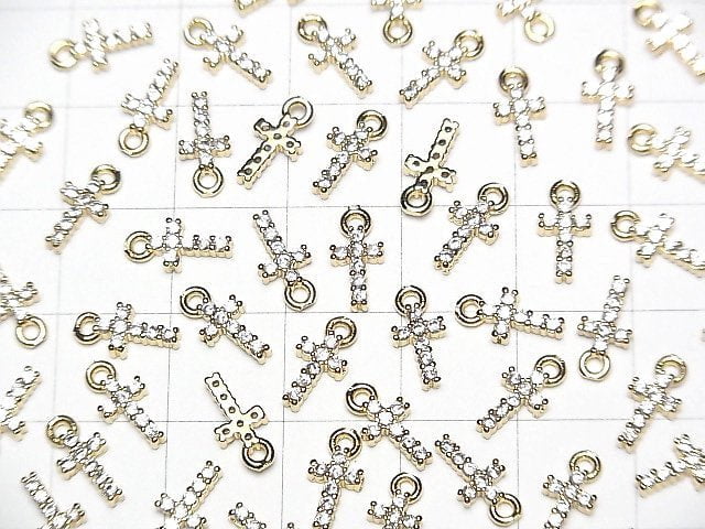 [Video] Metal parts 10x5mm Cross gold color (with CZ) 2pcs