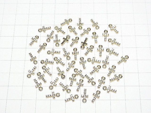 [Video] Metal parts 10x5mm Cross gold color (with CZ) 2pcs