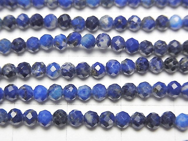 [Video] High Quality! 2pcs $8.79! Lapislazuli AA Faceted Round 3mm 1strand beads (aprx.15inch / 37cm)